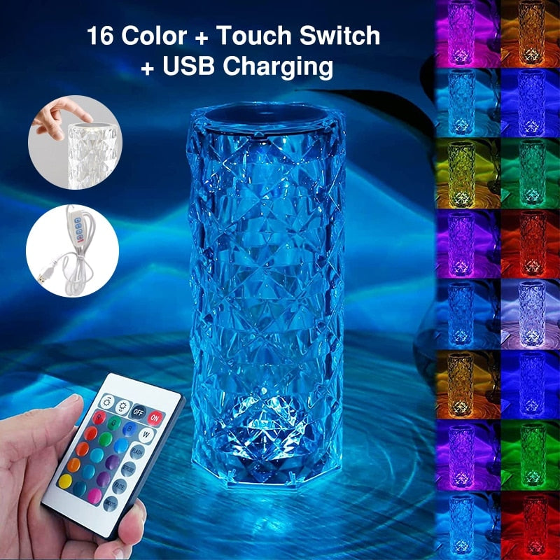 USB Rechargeable LED Crystal Lamp