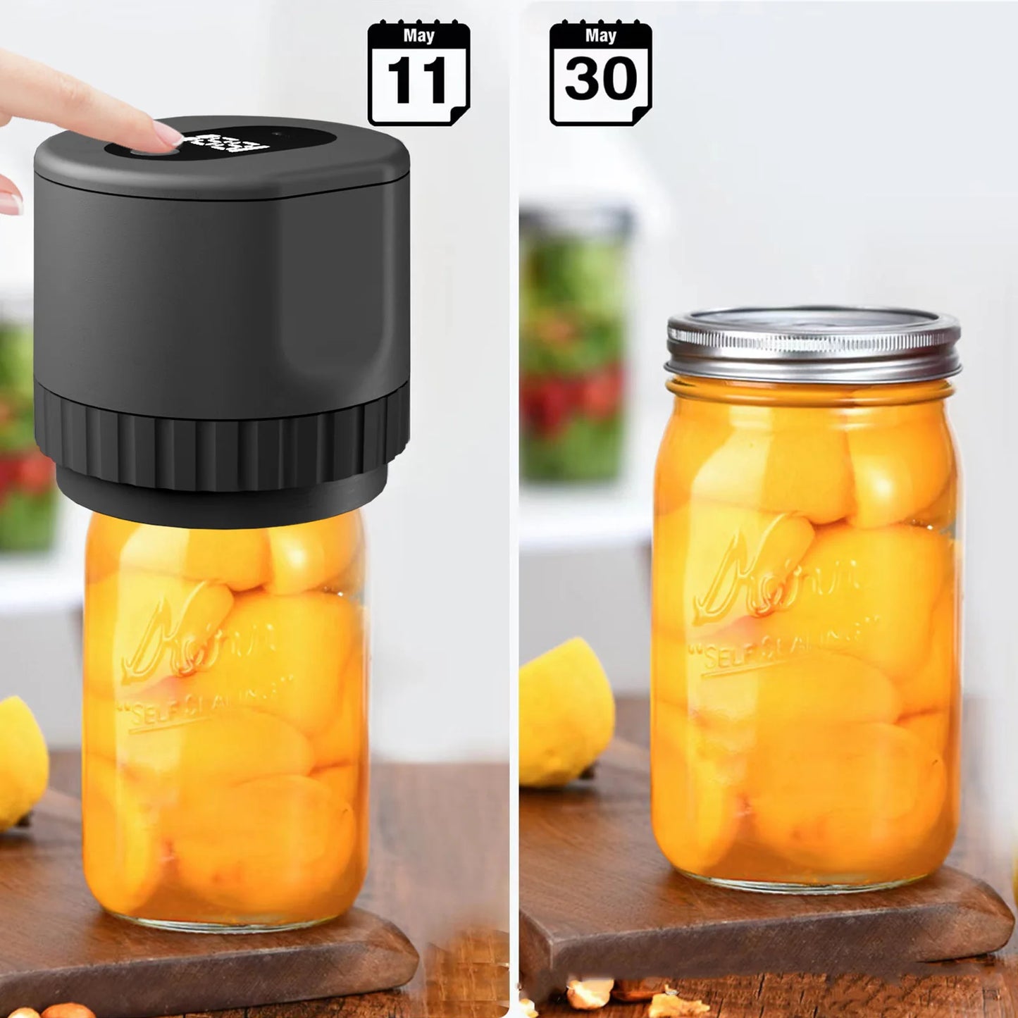 Cordless Electric Mason Jar Sealer Kit with Lids for Storage & Fermentation
