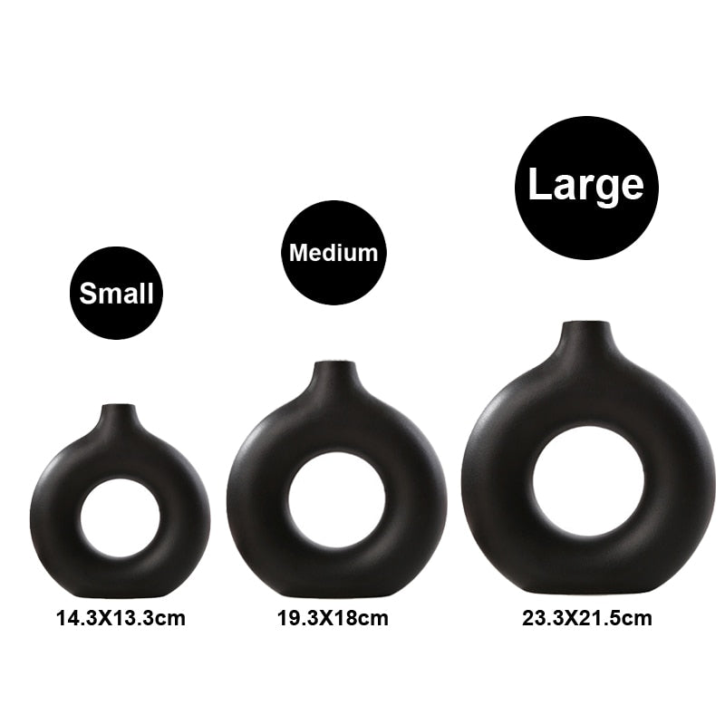 Circular Hollow Ceramic Donuts Flower Pot