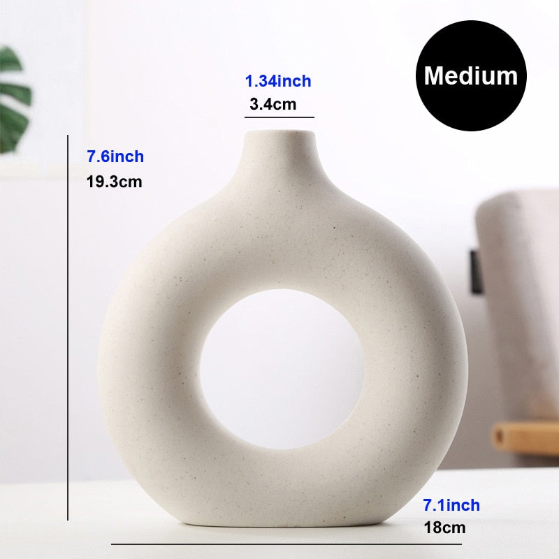 Circular Hollow Ceramic Donuts Flower Pot