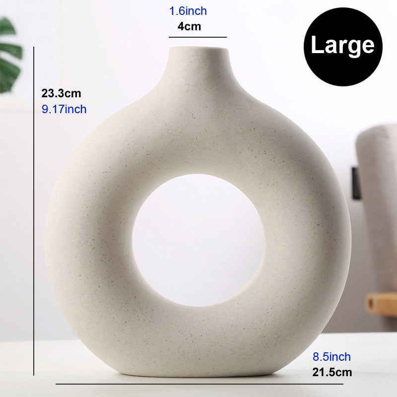 Circular Hollow Ceramic Donuts Flower Pot