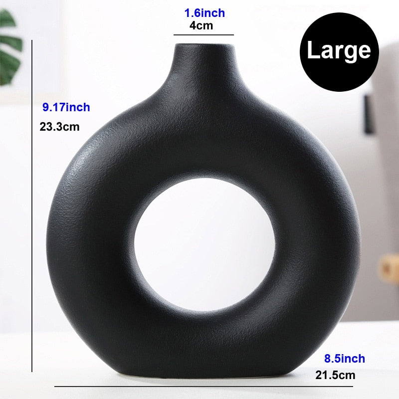 Circular Hollow Ceramic Donuts Flower Pot