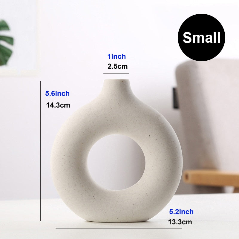Circular Hollow Ceramic Donuts Flower Pot