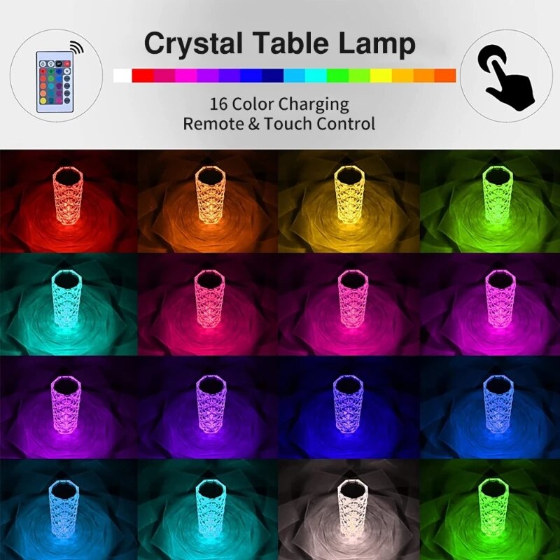 USB Rechargeable LED Crystal Lamp