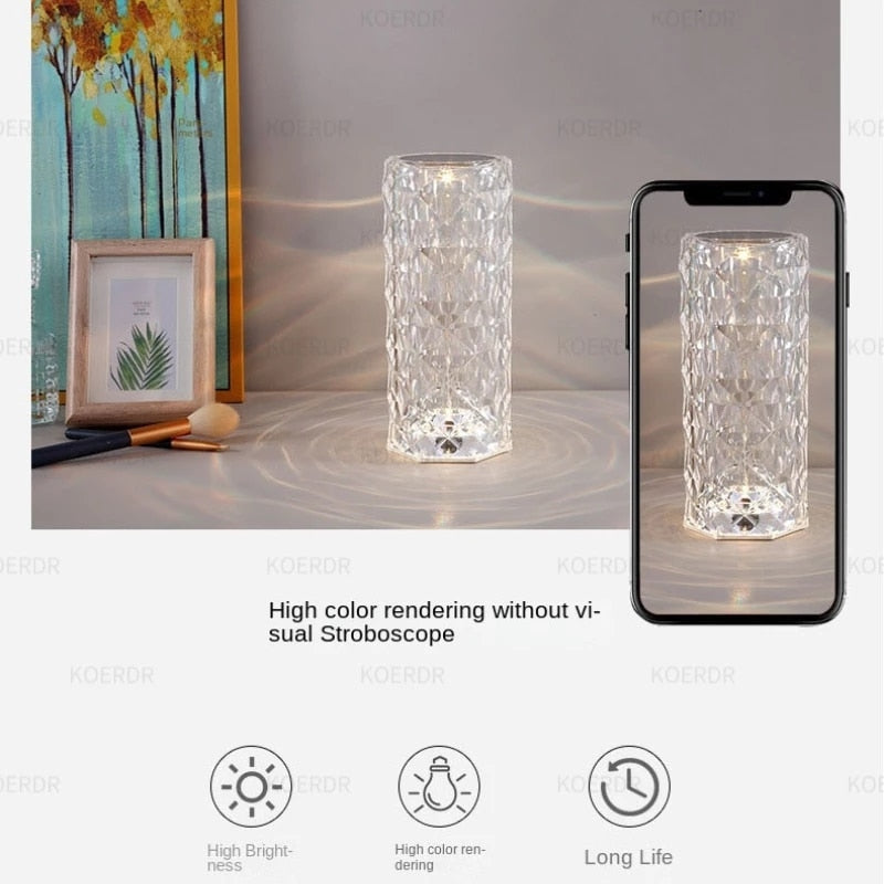USB Rechargeable LED Crystal Lamp