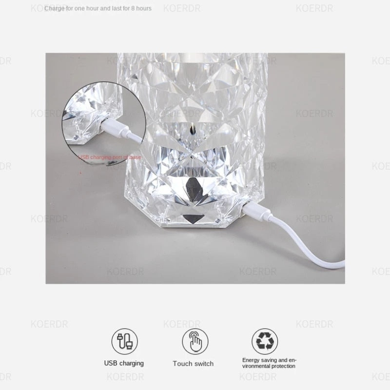 USB Rechargeable LED Crystal Lamp