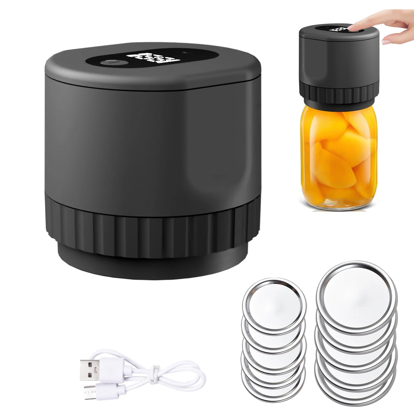 Cordless Electric Mason Jar Sealer Kit with Lids for Storage & Fermentation