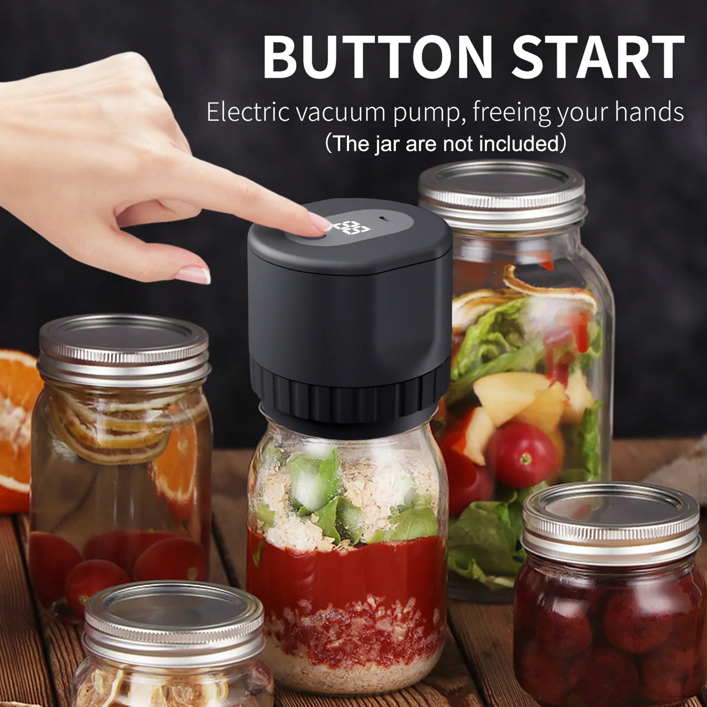 Cordless Electric Mason Jar Sealer Kit with Lids for Storage & Fermentation
